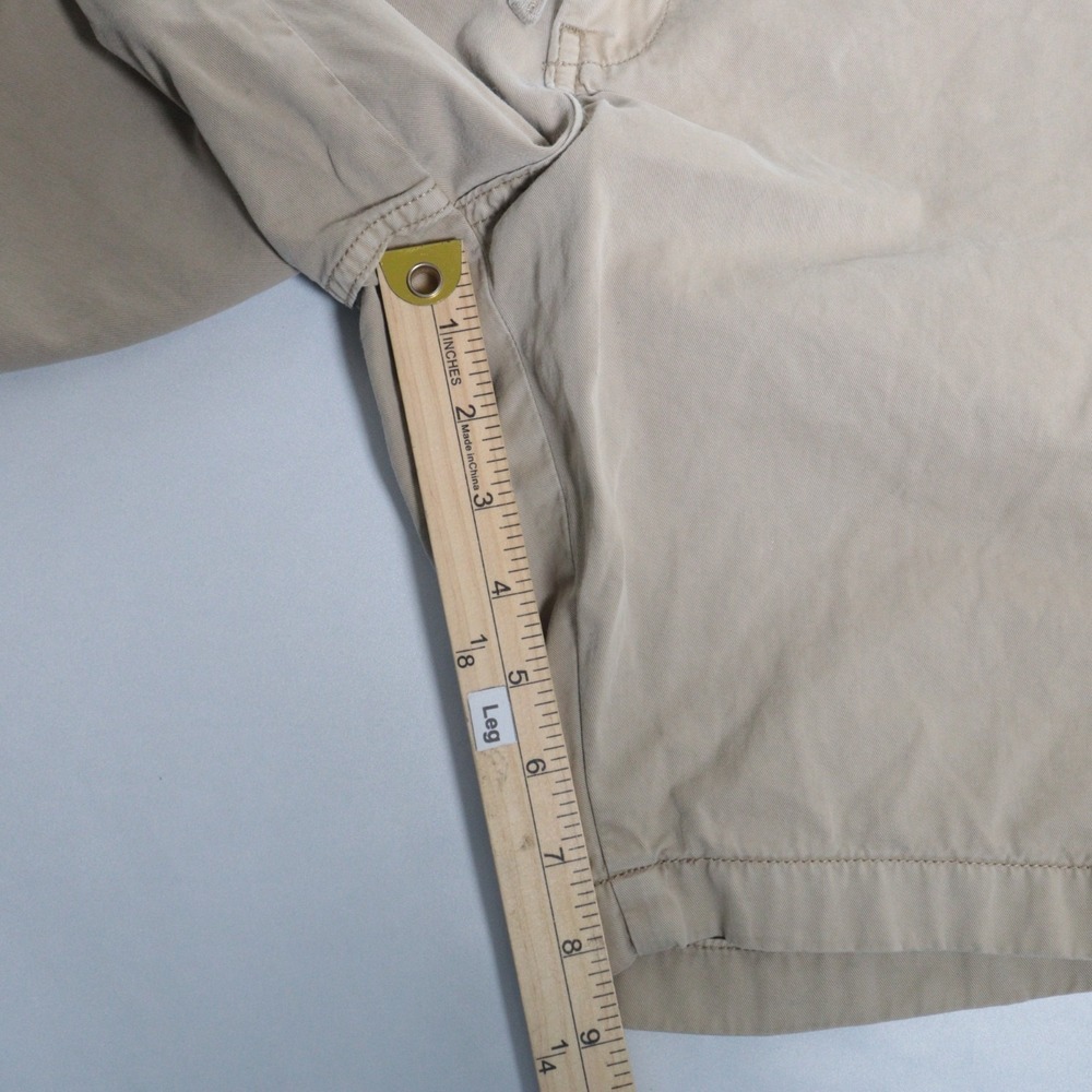 Uniqlo Shorts Mens L Beige Chino 33-36" Waist Flat Front Cotton Pockets Belted - Picture 7 of 7